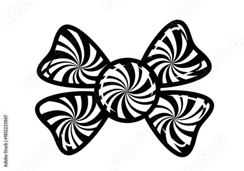 Black and white abstract bow tie pattern isolated on white background