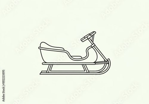 Sled with steering wheel isolated on white background