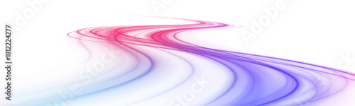 Abstract light lines of movement and speed in neon color. Luminous green neon waves PNG. Neon stripes in the form of drill, turns and swirl. Illustration of high speed concept.