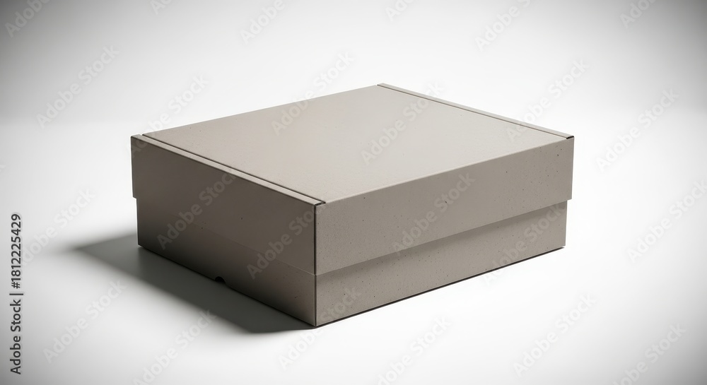 Obraz premium A simple closed cardboard packaging box isolated on a white studio background, ideal for e-commerce, shipping, and branding