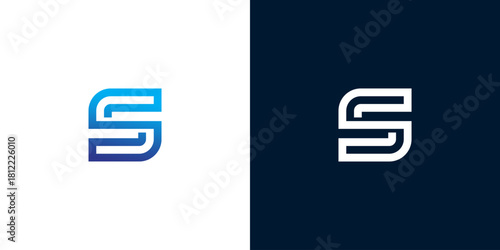 Modern and elegant abstract letter S monogram design composed of two parallel lines, suitable for a corporate brand identity