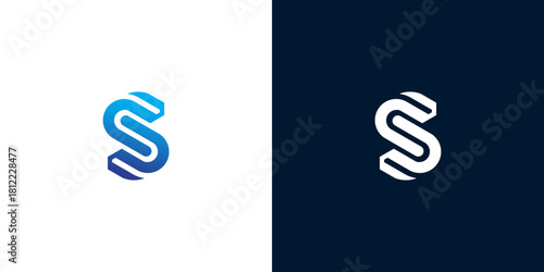 Modern S Letter Logo Design Abstract Icon in Blue and White Colors for Branding