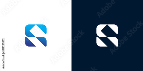 Futuristic and minimalist letter S logo design. Clean geometric shapes form an iconic initial S symbol for technology or business branding