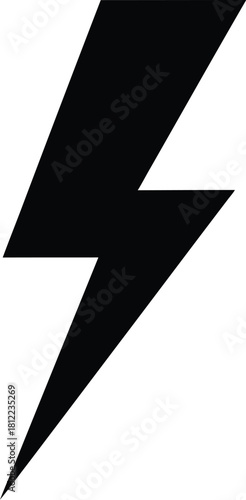 A black lightning bolt, representing power, energy, speed, and the sudden release of electrical charge