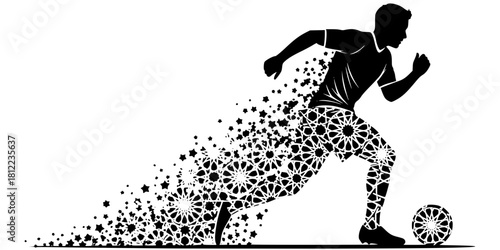 Dynamic Soccer Player Zellij Pattern Silhouette AFCON 2025
