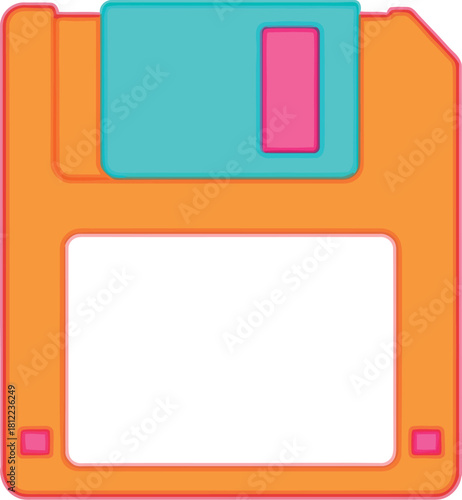 Retro floppy disk icon save data concept