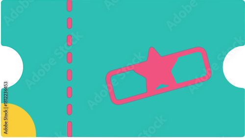 Retro movie ticket stub icon