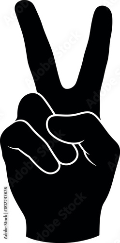 Black hand peace sign silhouette