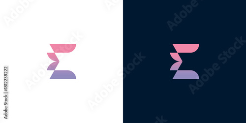 Abstract Letter E Logo Design with Pastel Purple and Lilac, Modern Minimalist Style