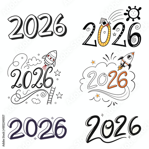 2026 Thick Outline Doodle Numbers