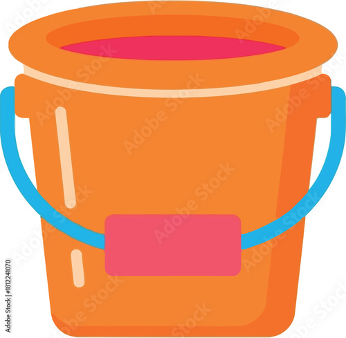 Bright orange bucket with blue handle