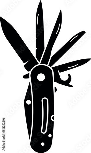 Swiss army knife silhouette multi tool icon