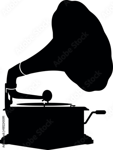 Vintage gramophone silhouette retro music icon