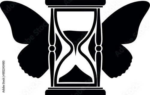 Hourglass butterfly symbol time flies transformation metaphor