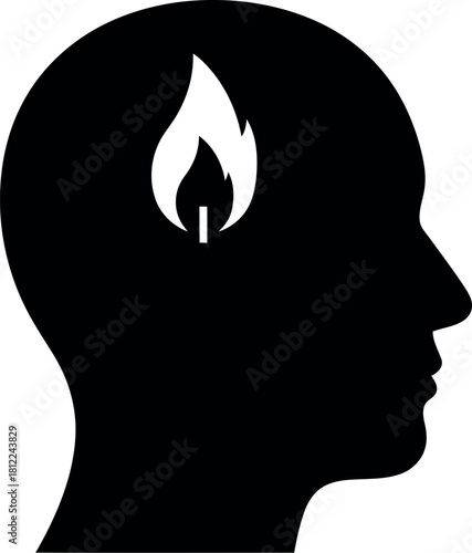 Burning idea silhouette head flame