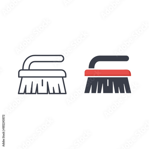 Cleaning brush icon set for housework and hygiene tasks