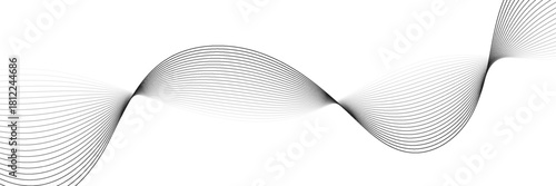 Dotted wave line background. Black halftone undulate pattern. Abstract particle flow wave wallpaper. Curved dashed gradient net design element