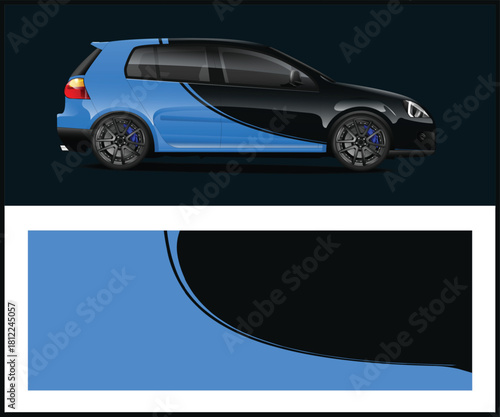 Blue and black car illustration with abstract background design