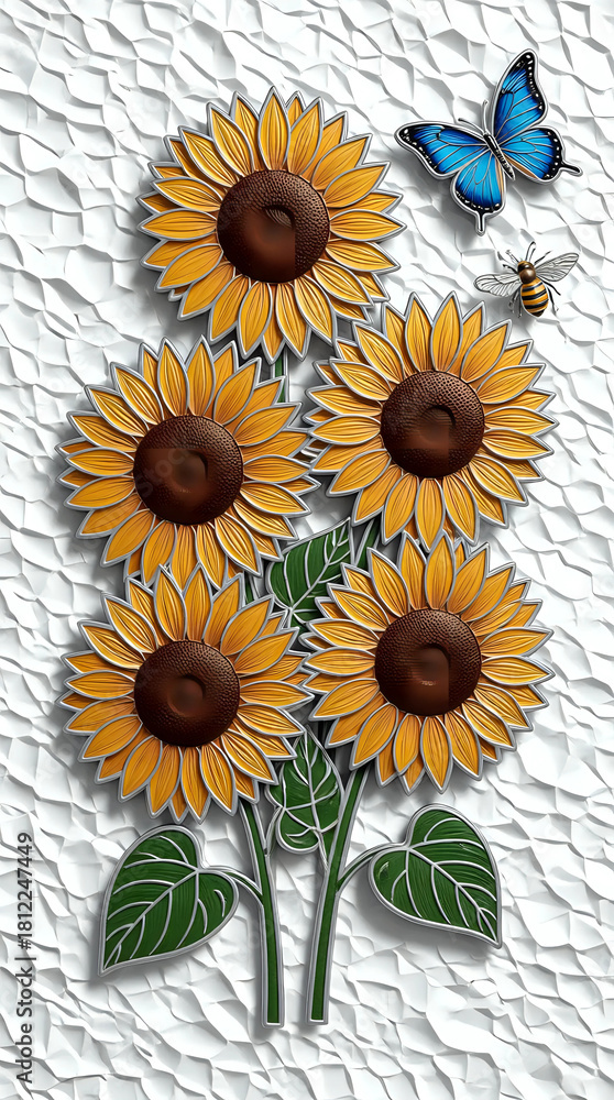 Fototapeta premium Sunflower on a white background