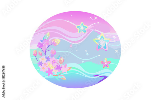 Delicate floral border with leaves and flowers in black outline