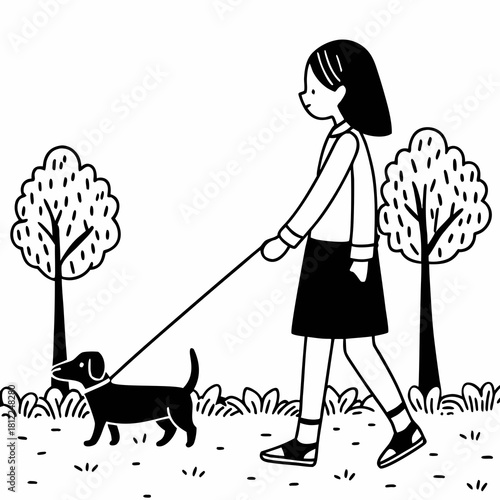 girl and dog