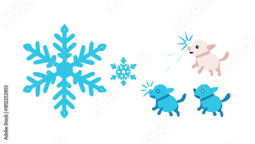 Snowflakes transforming into tiny glowing pets on Christmas Eve.