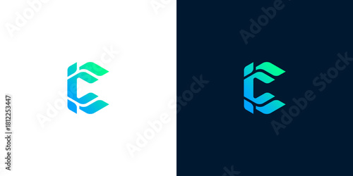 Modern abstract letter C logo design with a blue and green gradient, perfect for a technology company or corporate brand identity