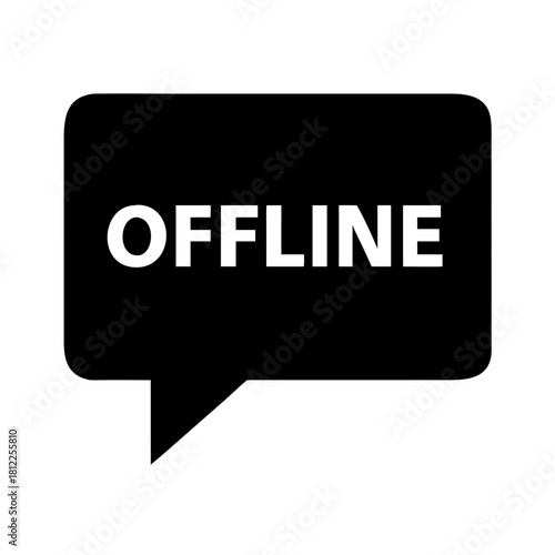 Offline text message in speech bubble on black background  