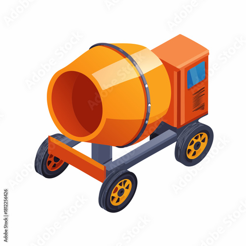 Portable concrete mixer – vector illustration of construction mixing equipment