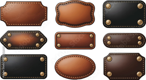 Leather patch set different shape for clothing accessories