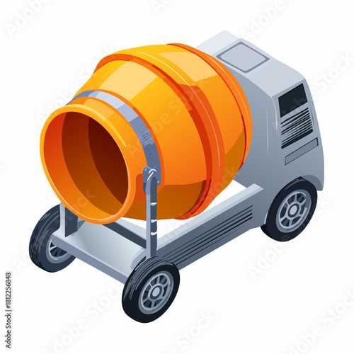 Concrete mixer – vector illustration of construction mixing machine