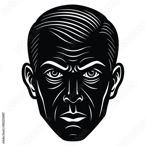 linocut style illustration of a forehead high cont