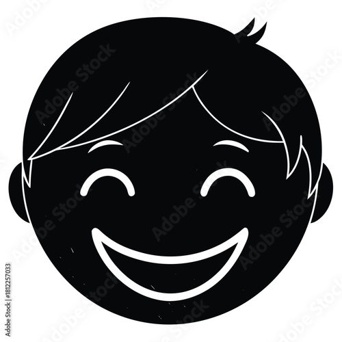 shy smile on white background