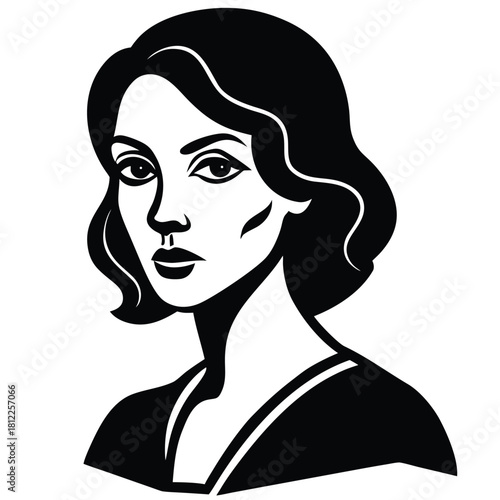 woman looking sideways icon on white background