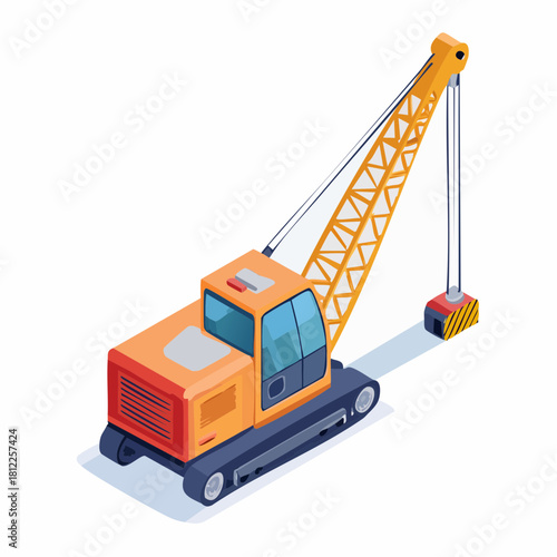 Crawler crane – vector illustration of construction lifting equipment