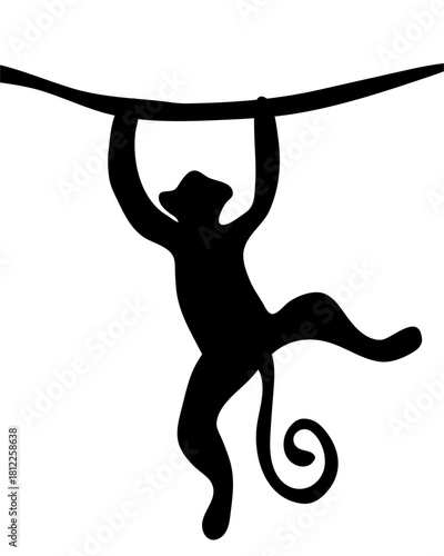 Monkey, silhouette, animal, people, ballet, jump, dancer, sport, vector, black, woman, illustration, dance, fitness