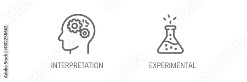 Conceptual illustration of interpretation and experimentation showcasing cognitive processes and scientific method in a minimal design for modern applications