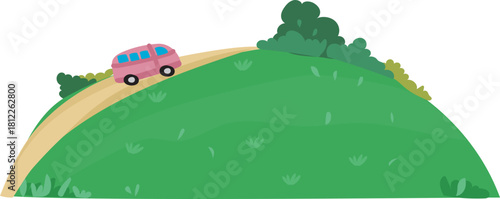 Green rounded hill illustration