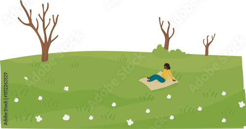 Autumn sparse trees illustration