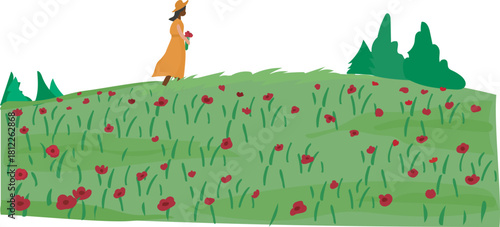 Giraffe meadow illustration