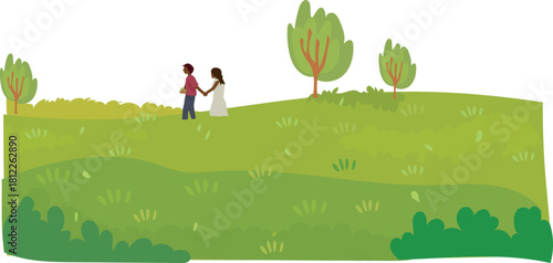 Minimal countryside hill illustration