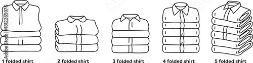 Folded Shirt Icon Set  Stack of Clothes Vector Illustration