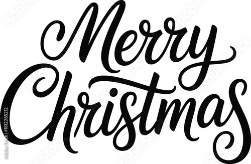 Elegant Merry Christmas Lettering  Festive Holiday Script Vector