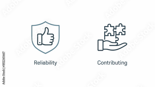 Reliability and Contributing Icons Representing Trust and Collaboration in Business and Society Initiatives and Solutions for a Better Future