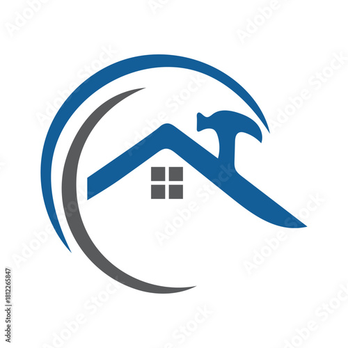 A sleek, curved-roof outline vector icon ideal for roofing and homeowner repair services.