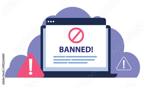Blocked or banned website, system, connection, Ad blocking software, Banned user account