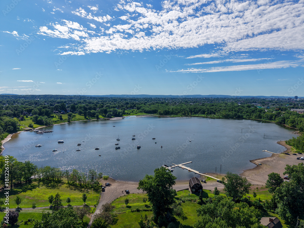 Fototapeta premium Aerial view of the Wethersfield Cove