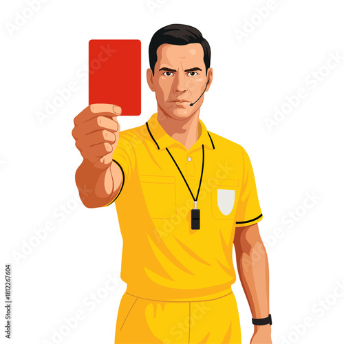 Soccer - Football referee holding red card