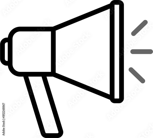 Megaphone advertising, loud, speaker, outbound marketing, promotion outline line icon symbol sign vector