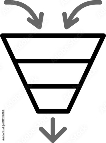 Marketing sales funnel filter strategy outline line icon symbol sign vector